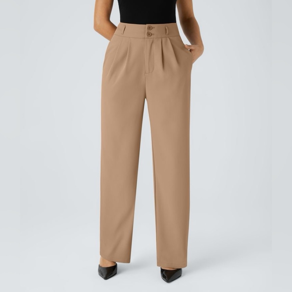 Halara NWOT Flex™ High Waisted Zipper Pocket Shirred Straight Leg Work Pant - M - Picture 1 of 11